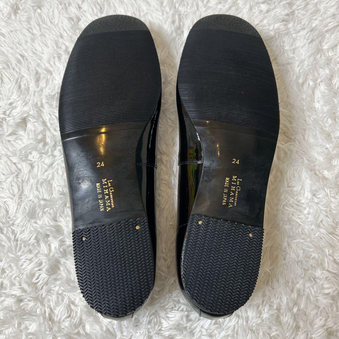 ✨極美品✨ ミハマ フラットパンプス エナメル ゴールドリング ラウンドトゥ