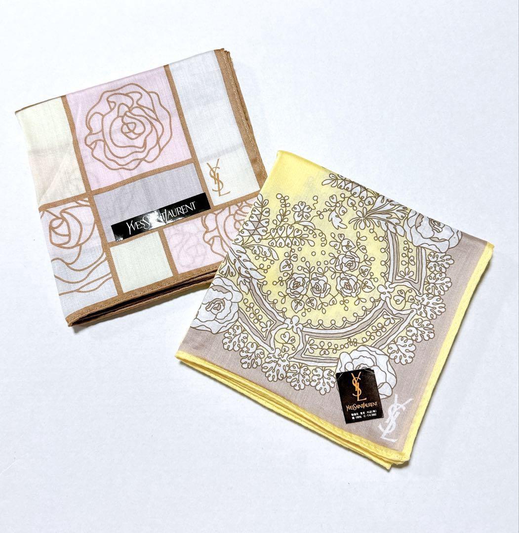 YVES SAINT LAURENT イヴ・サンローラン ハンカチ２枚セット YVESSAINTLAURENT イヴサンローラン ハンカチ 2枚セット 未使用