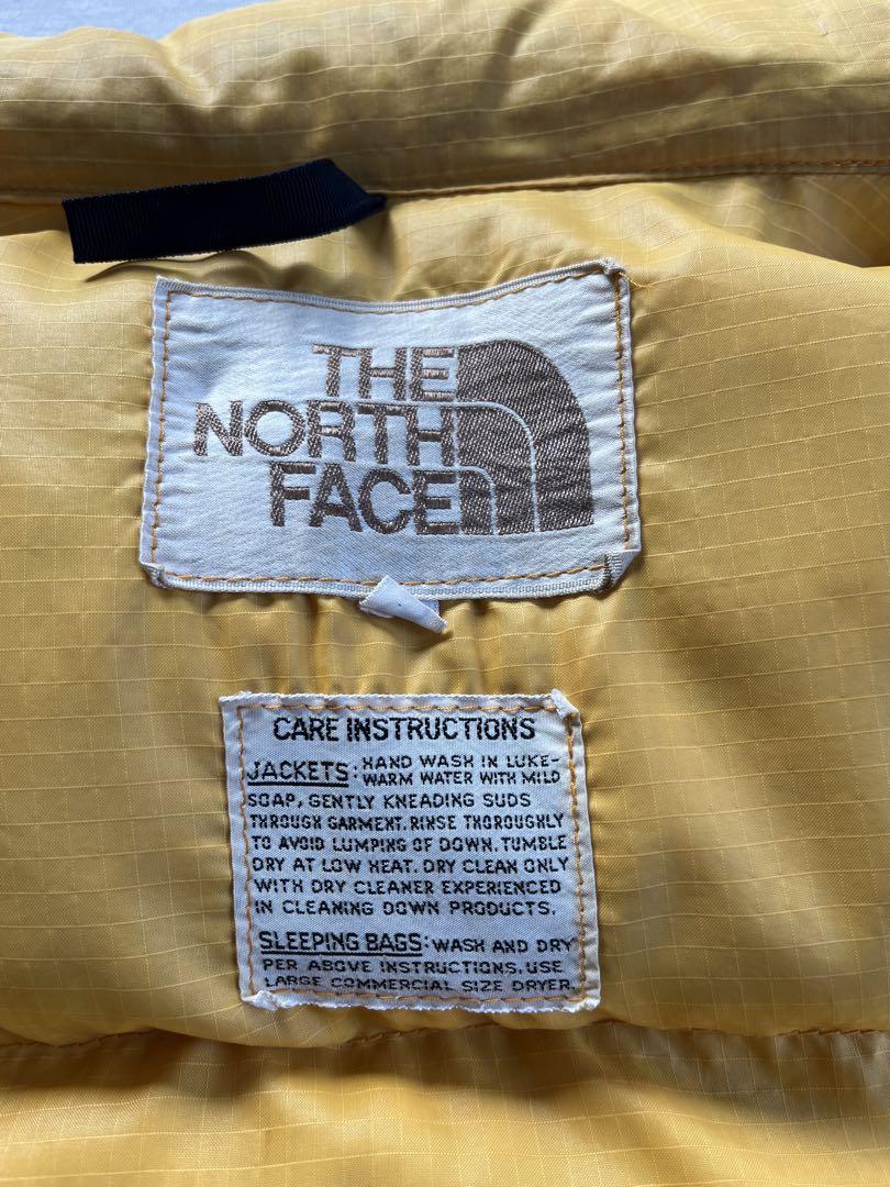 ノースフェイス ダウンベスト 茶タグ　イエロー 70's 茶タグ THE NORTH FACE リップストップ ダウンベスト