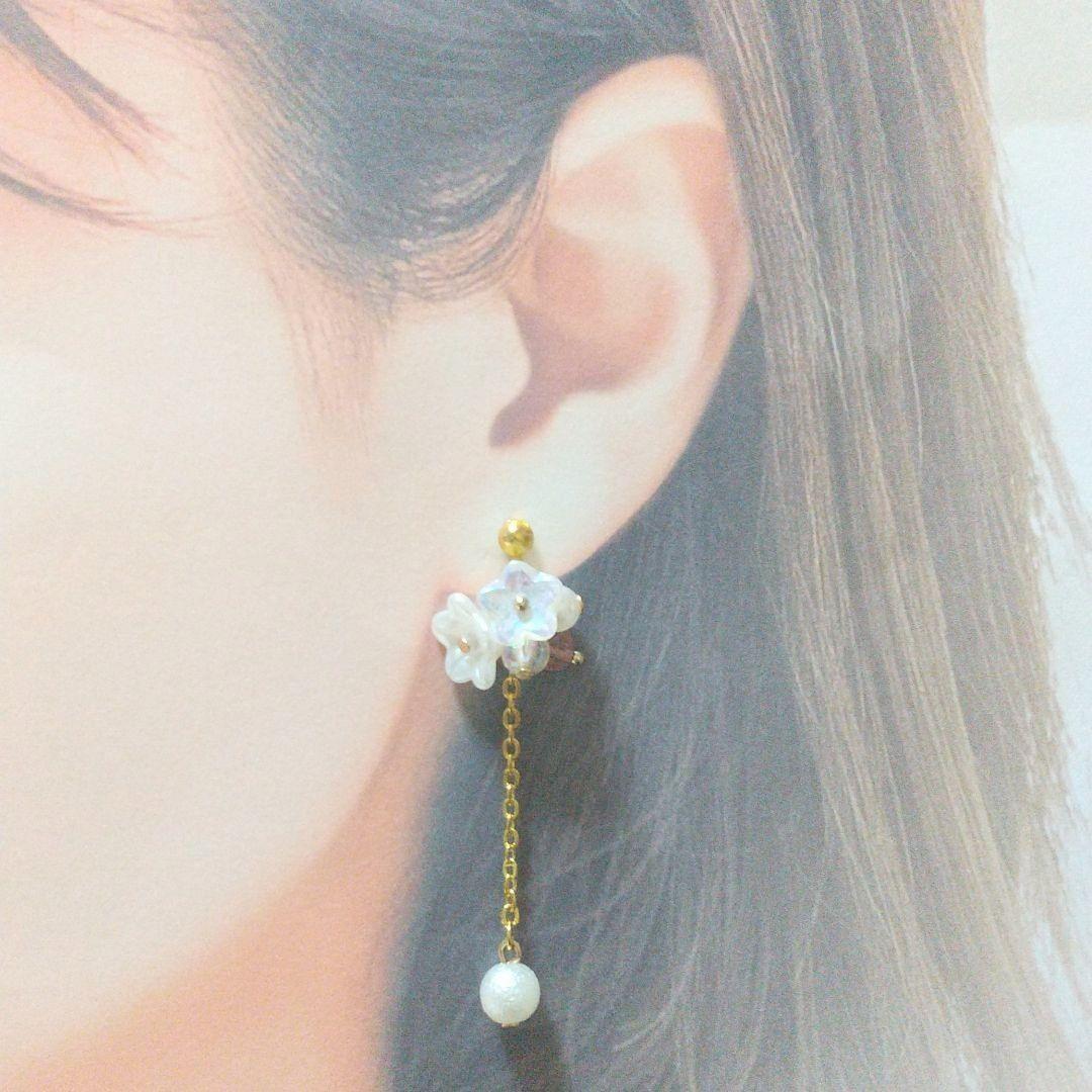 No.002 天然石イヤリング ハンドメイド アシンメトリーピアス - bvh.edu.gt