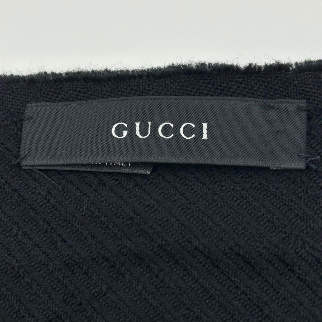 極美品★GUCCI マフラー GG シルク混 フリンジ シェリーライン 170