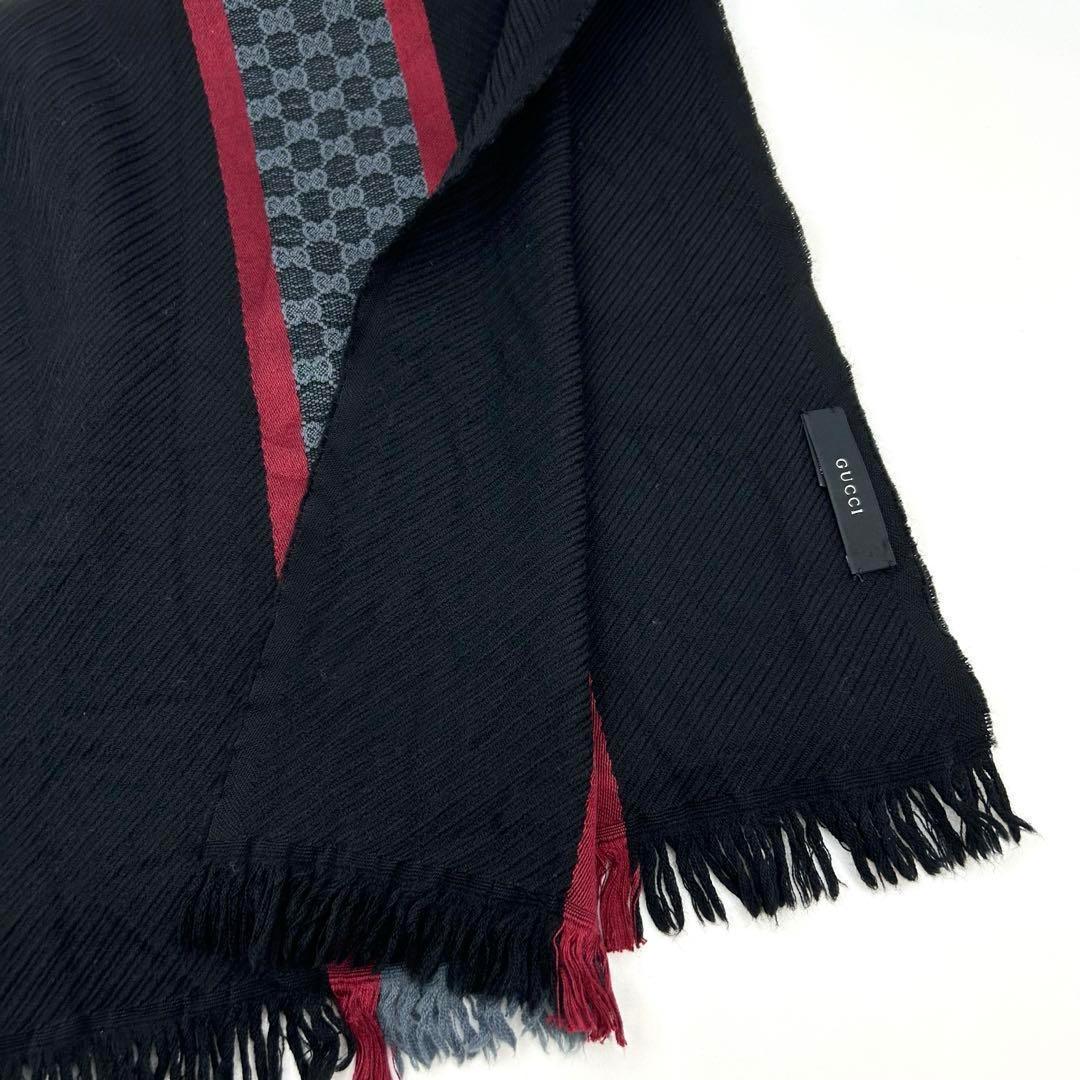 極美品★GUCCI マフラー GG シルク混 フリンジ シェリーライン 170
