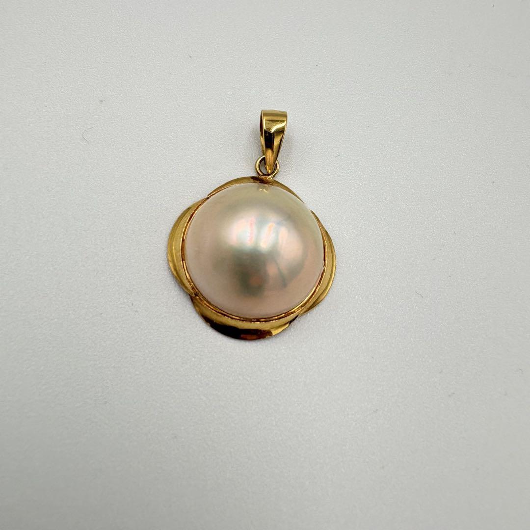 K18 刻印 マベパール ペンダントトップ ネックレス 真珠 Pearl