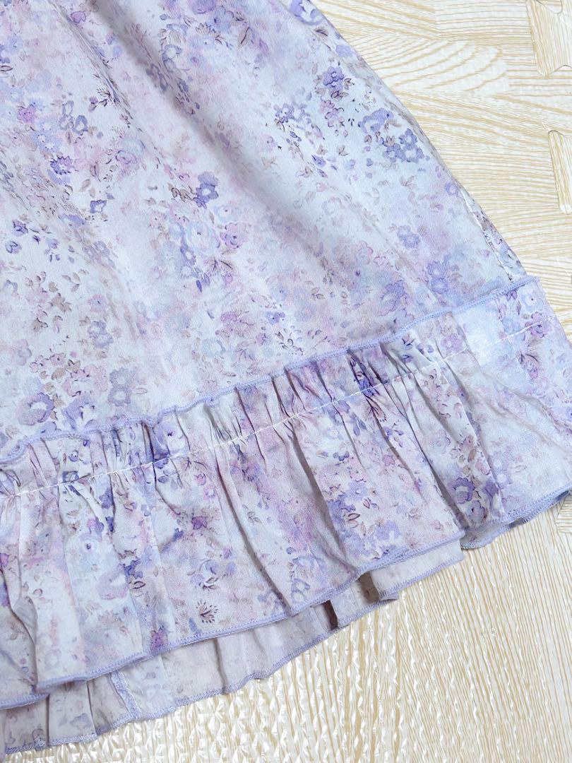 ハンドメイド　リバティ　アンブリア　ミスティパープル　ワンピース