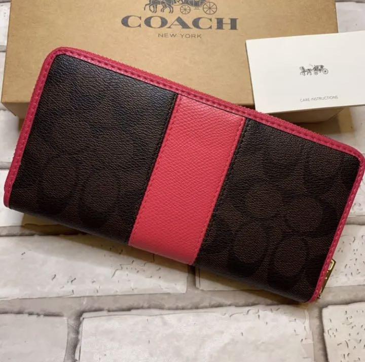 人気の新作 新品 COACH コーチ 長財布 ピンクブラウン アウトレット ...