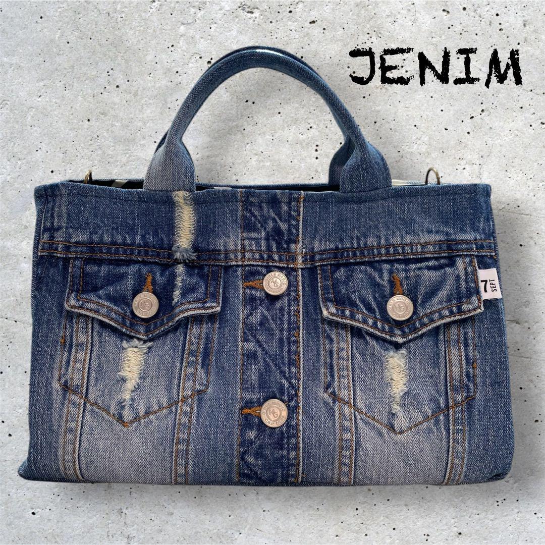 ◆USEDデニムリメイク◆ダメージ加工◆ウォッシュドGジャンBAG◆No.213