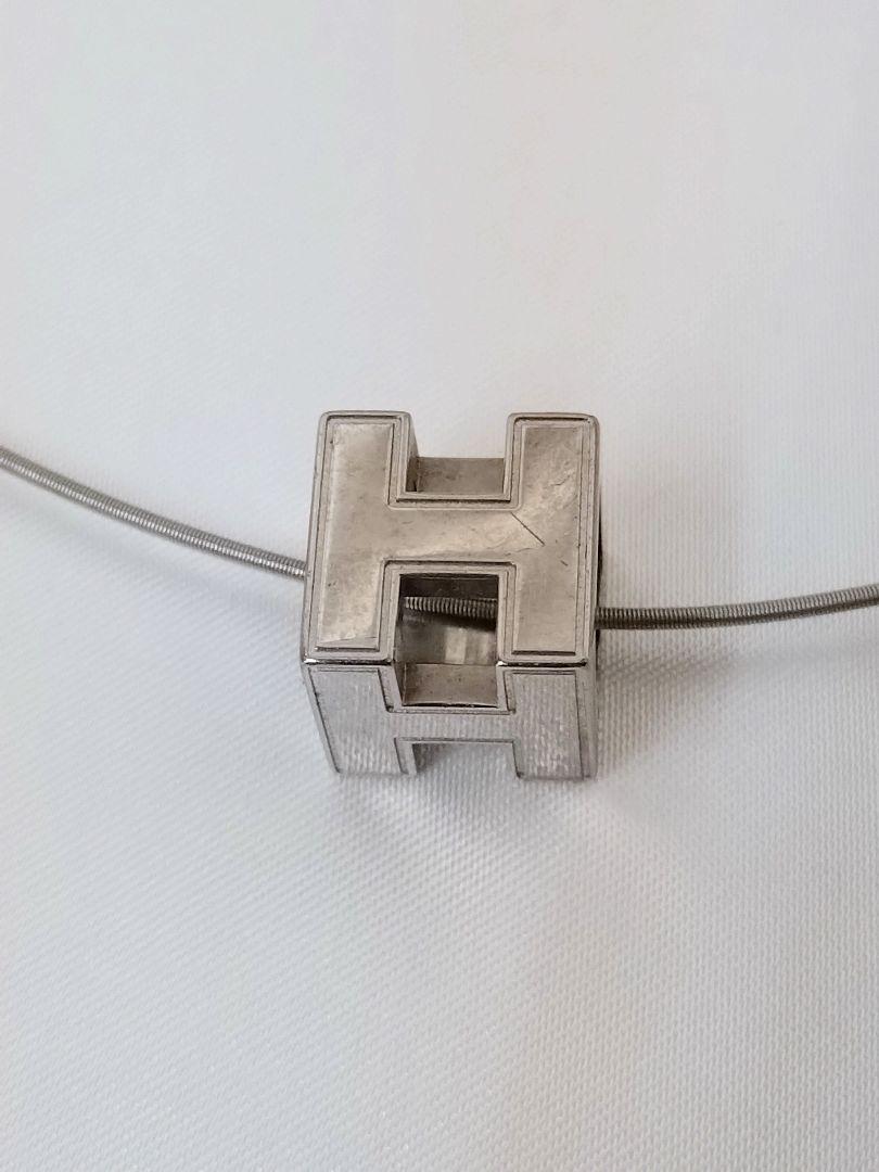HERMES エルメス カージュドアッシュ Hキューブ ネックレス シルバー