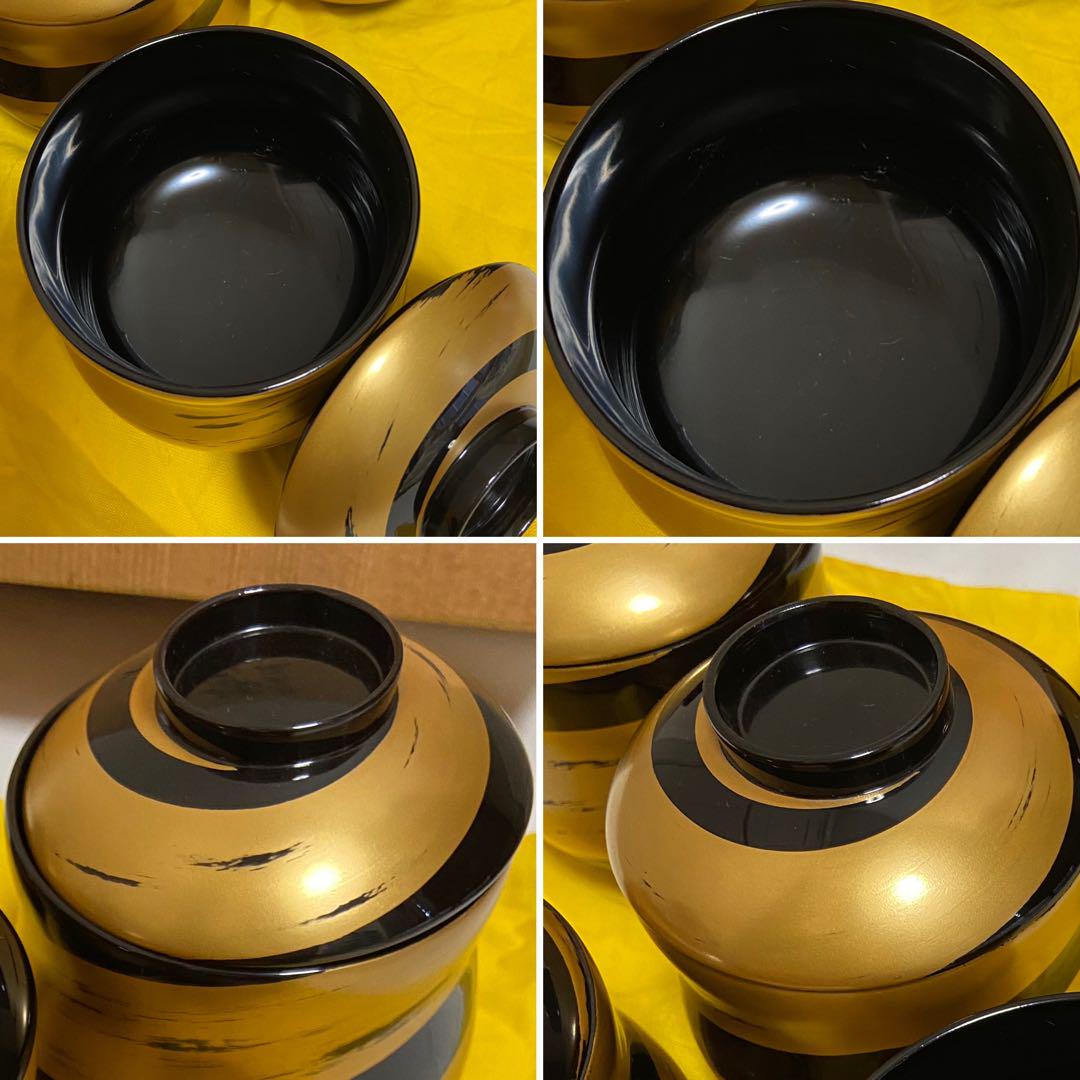 【輪島塗】　吸物椀　汁椀　5客　漆器　箔蒔絵 輪島塗 吸物椀 汁椀 5客 箔蒔絵