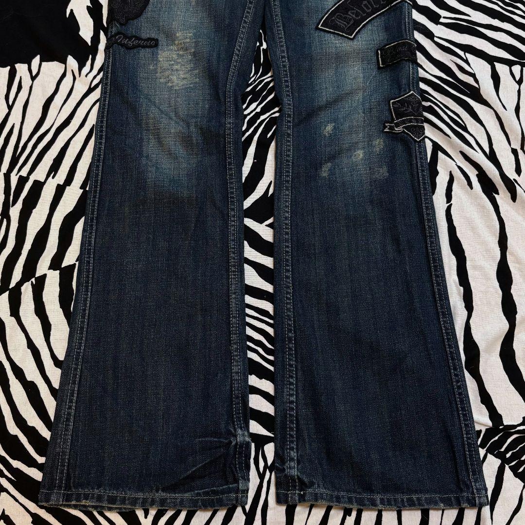 パンツ 00s semanticdesign flare damage denim L