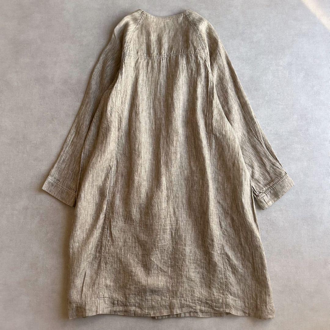 美品▲//ネストローブ nest Robe //リネンノーカラーダブルコート