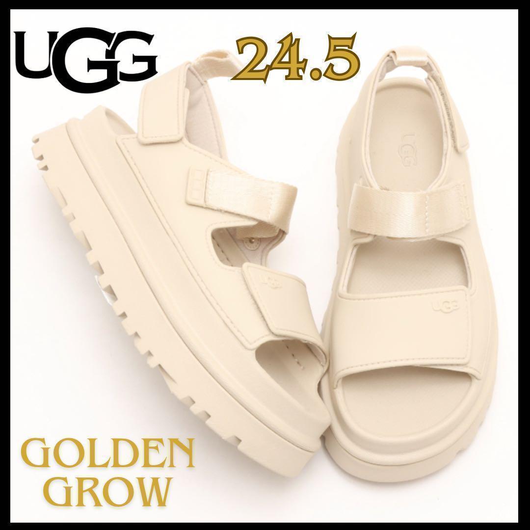 【特別送料無料！】 完売モデル【UGG】厚底サンダル 24.5 新品 ナチュラルカラー 靴