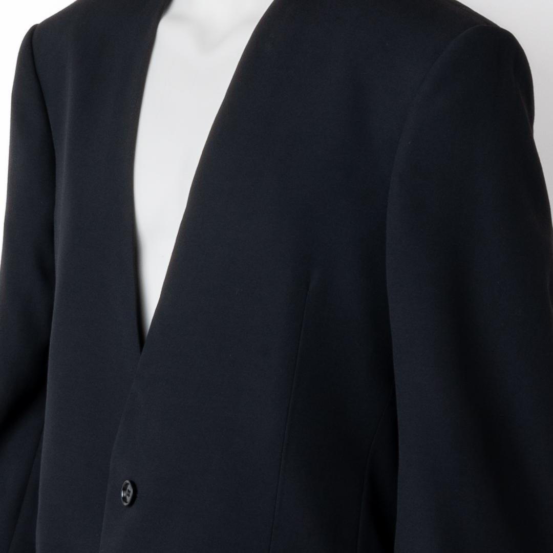 新品 LARDINI ノーカラー ジャケット ブラック
