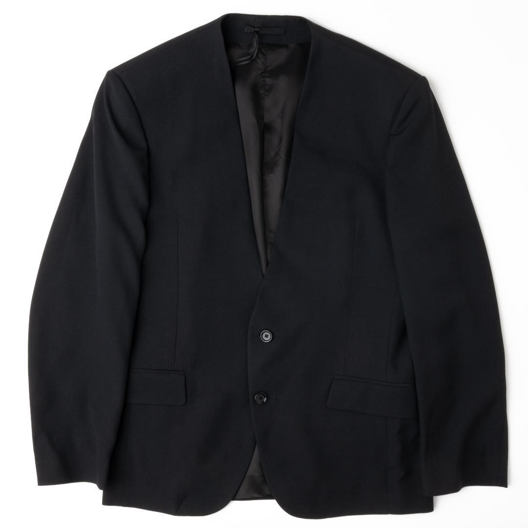 新品 LARDINI ノーカラー ジャケット ブラック