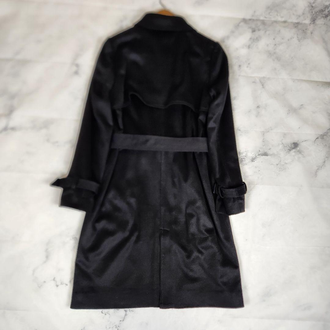 カシミヤ100✨極美品✨ディノス カーラ L トレンチコート ベルト付き 黒