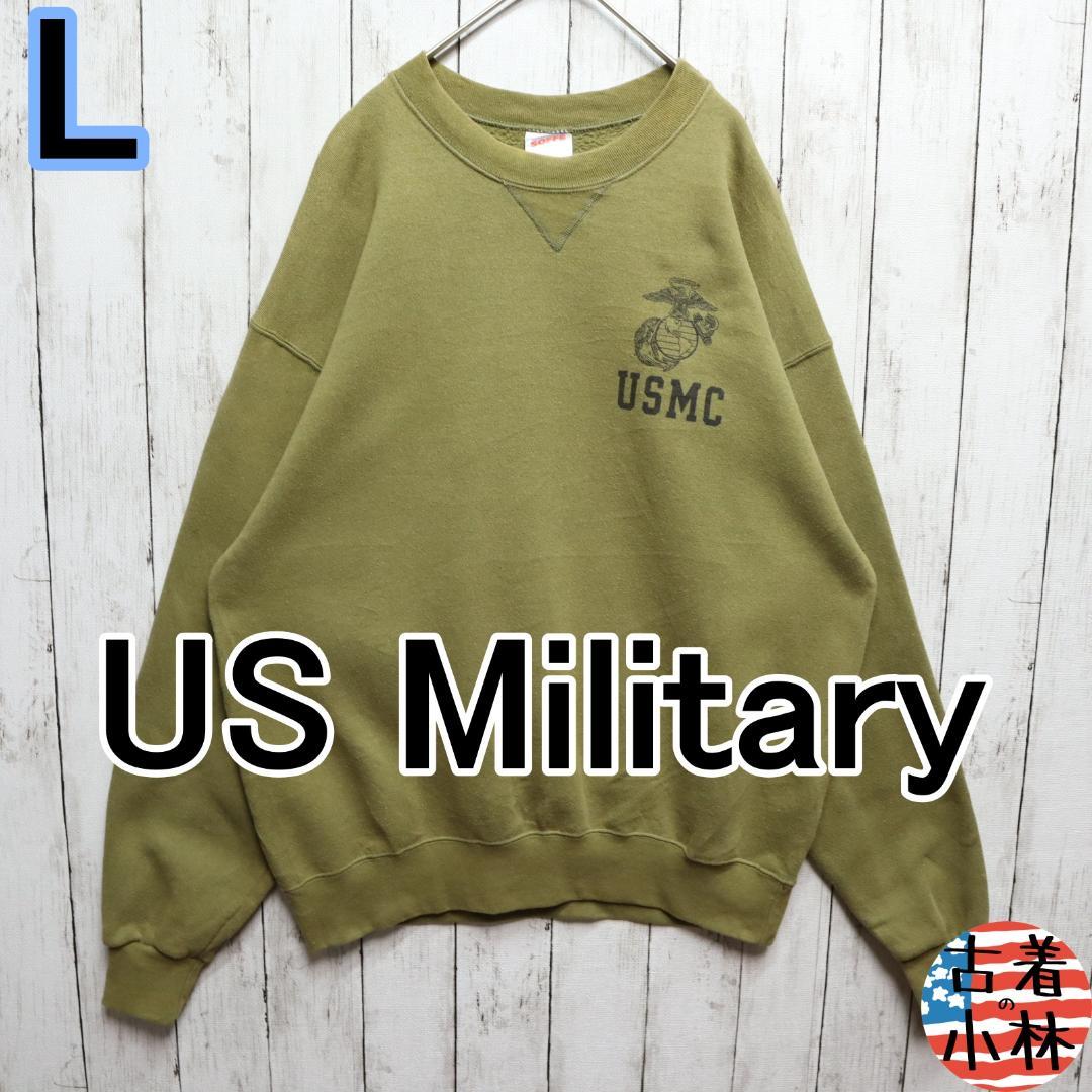 メンズL【A品】90sUSA製ミリタリーUSMCスウェットカーキ 01078