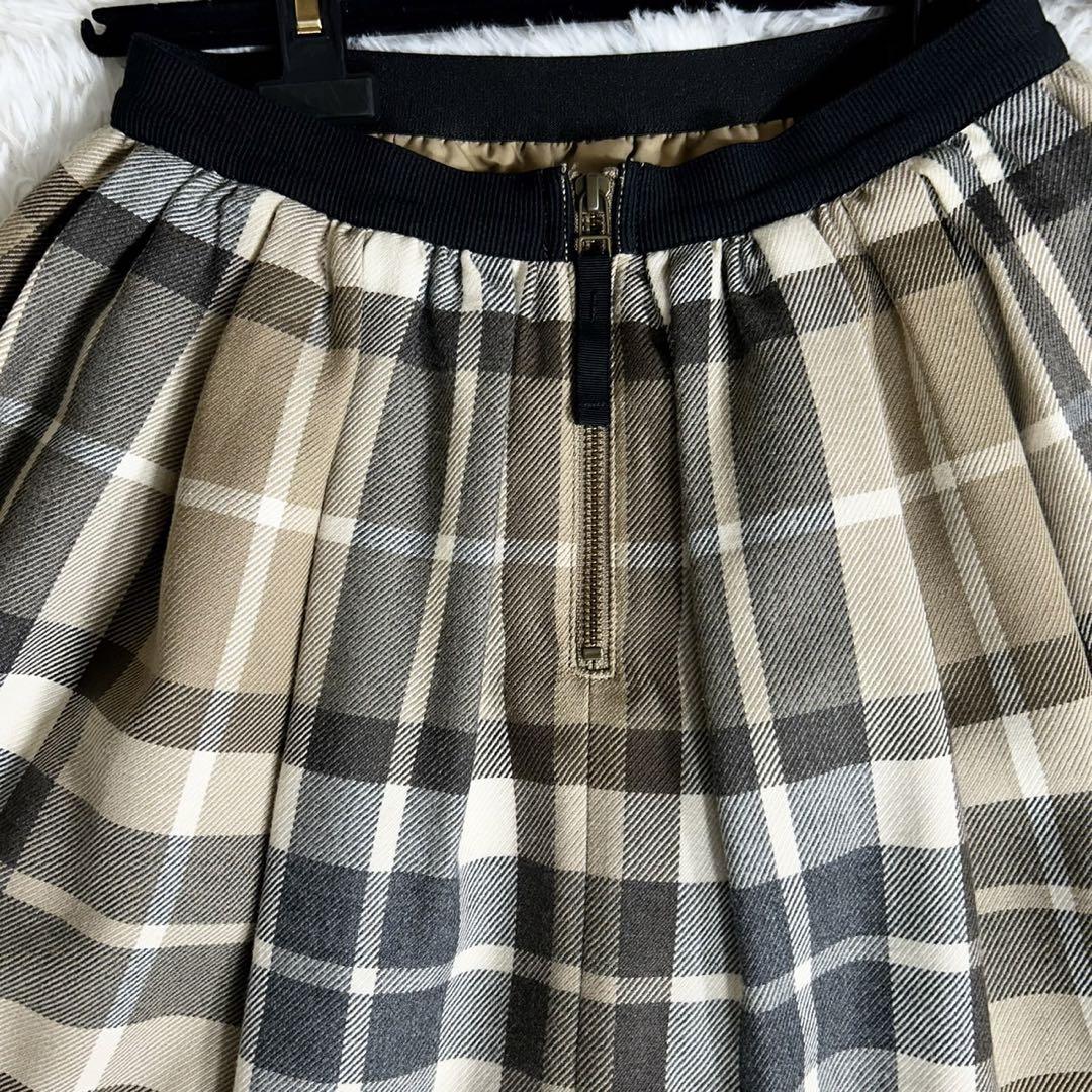 極美品✨《バーバリーブルーレーベル》プリーツスカート チェック ジッパー 36