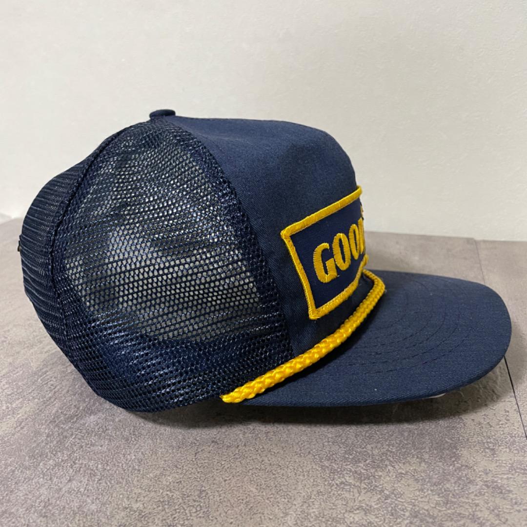 グッドイヤー 帽子 キャップ ロゴ 刺繍 90s USA製 古着 紺 14527
