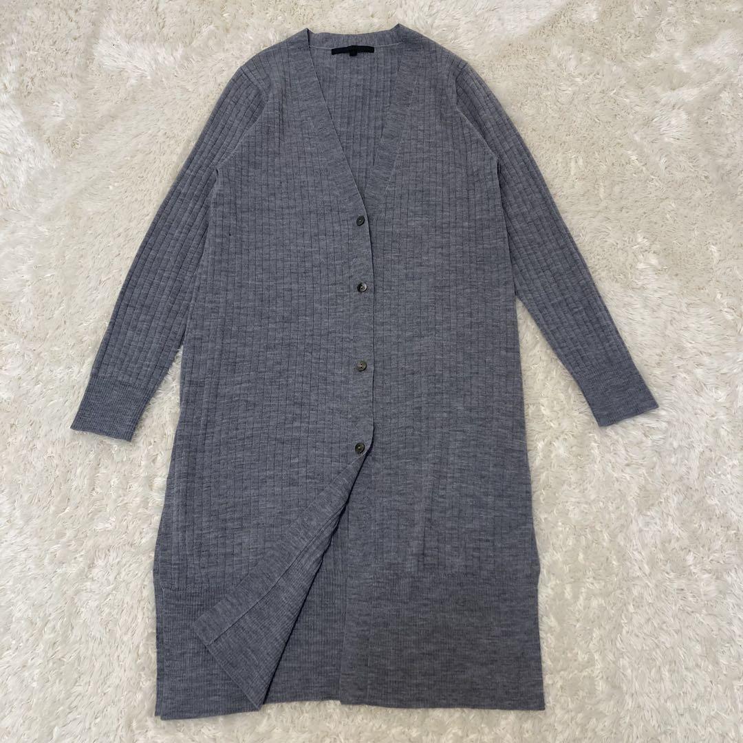 アナイ ロング丈 カーディガン グレー リブ 極美品 38 ほぼ未使用