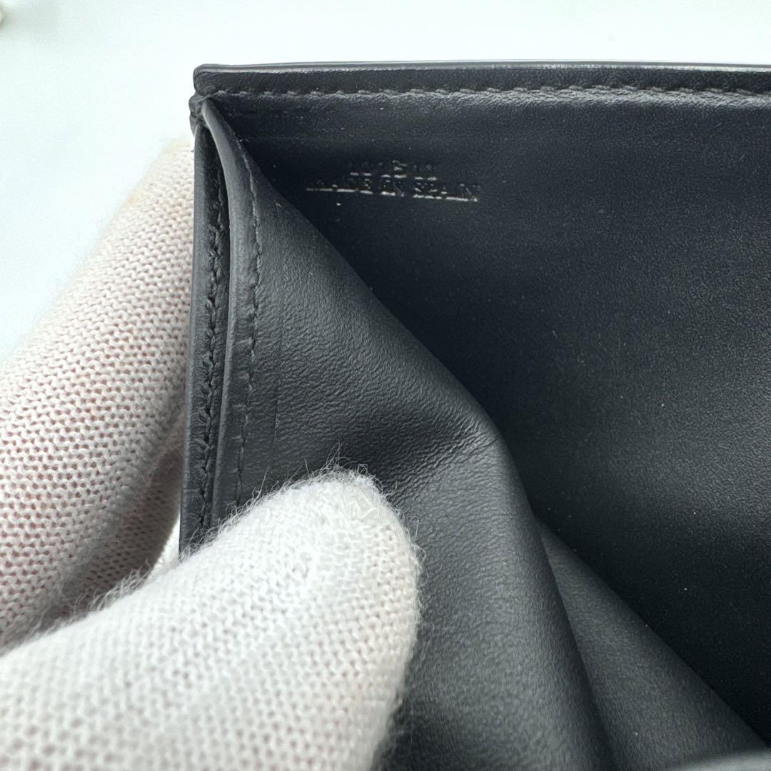 美品✨LOEWE リネン　ブラック　二つ折り財布　レザー　付属品付き