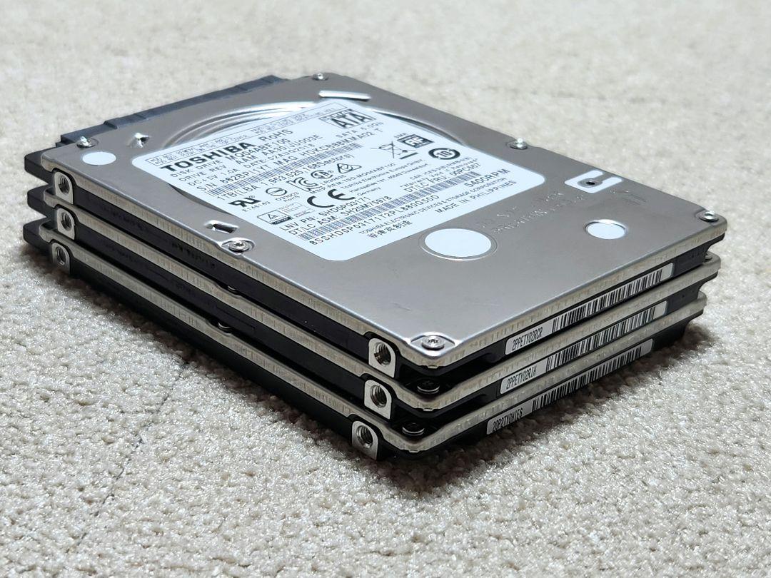 3枚 まとめ TOSHIBA MQ04ABF100 1TB 2.5インチ HDD