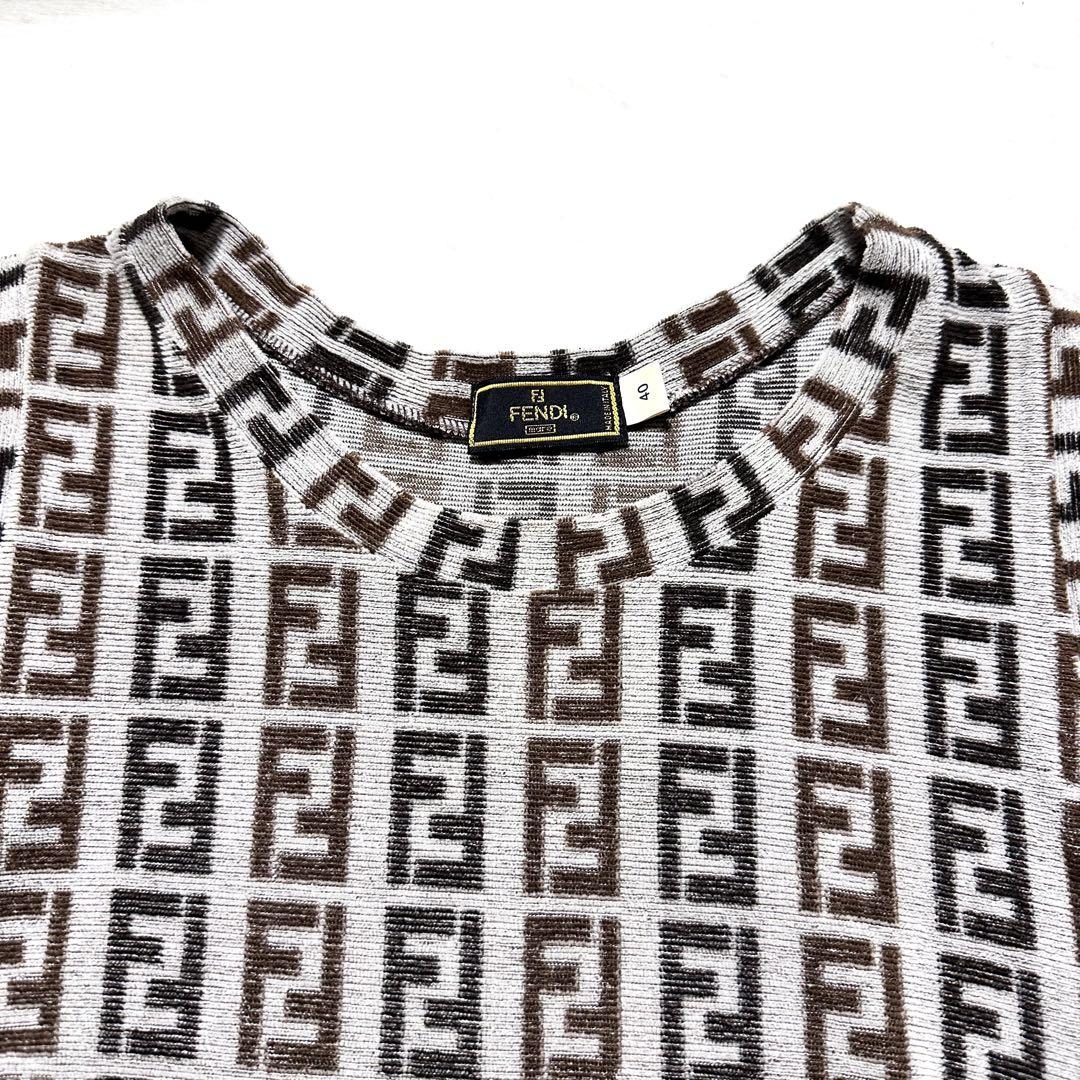【極美品】FENDI フェンディ ノースリーブ ミニワンピ ズッカ柄 40 L