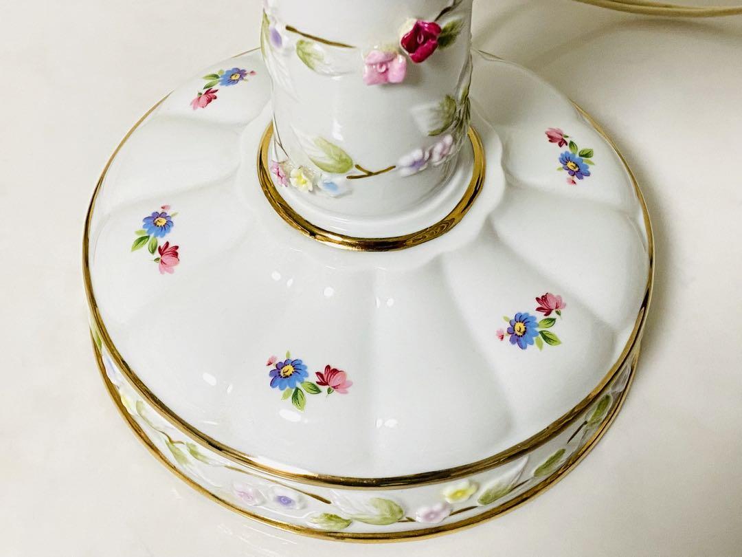 【 美品 】ヴィンテージ 高さ41㎝ メルヘンチック 陶器製 花柄ランプ