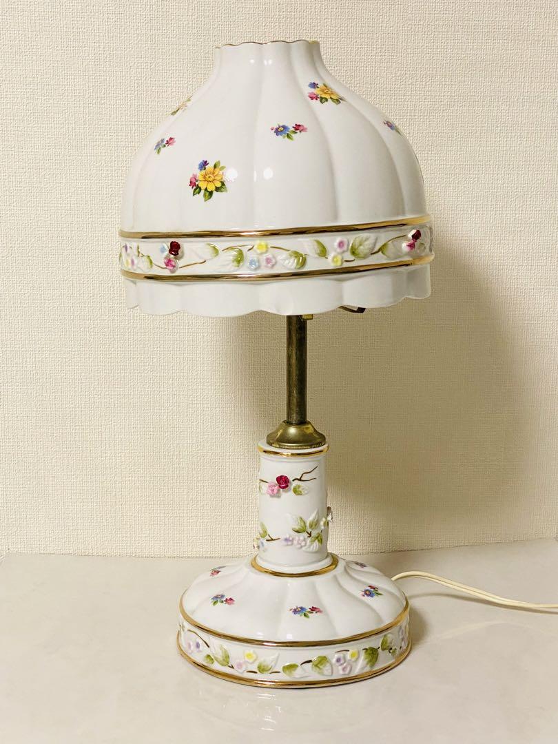 【 美品 】ヴィンテージ 高さ41㎝ メルヘンチック 陶器製 花柄ランプ
