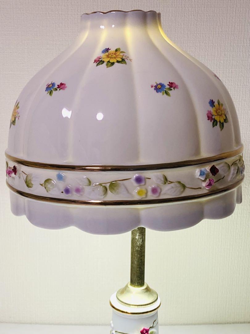 【 美品 】ヴィンテージ 高さ41㎝ メルヘンチック 陶器製 花柄ランプ