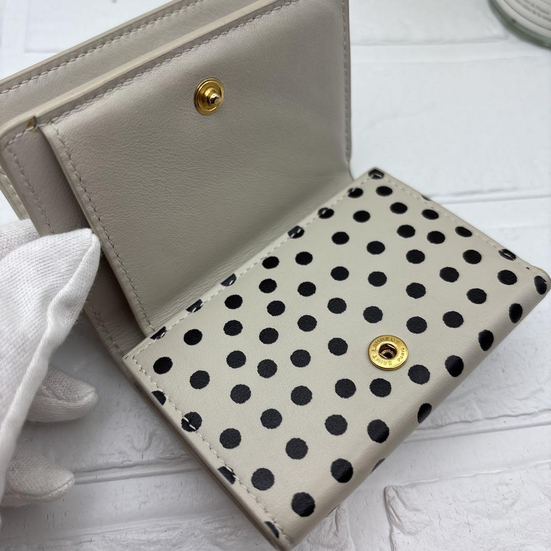 希少 Saint  Laurent  ドット 三つ折り財布 コンパクト