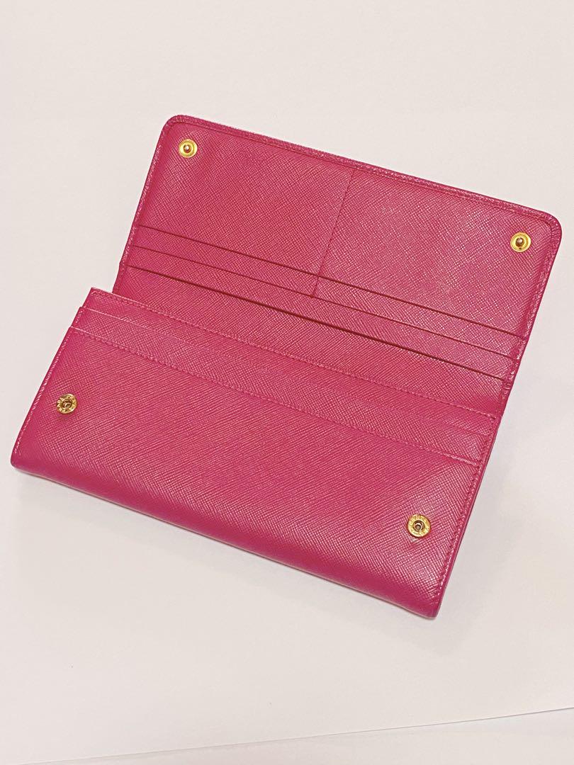 PRADA プラダ 二つ折り長財布 ピンク リボン サフィアーノレザー