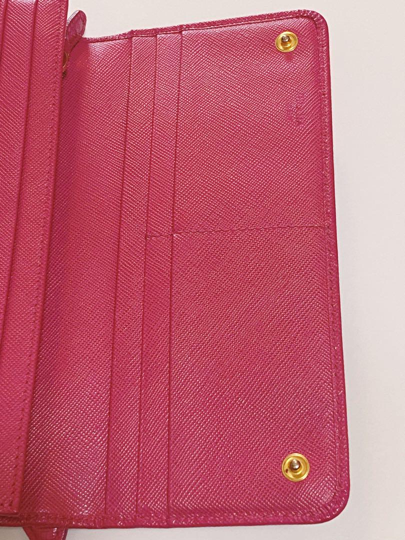 PRADA プラダ 二つ折り長財布 ピンク リボン サフィアーノレザー