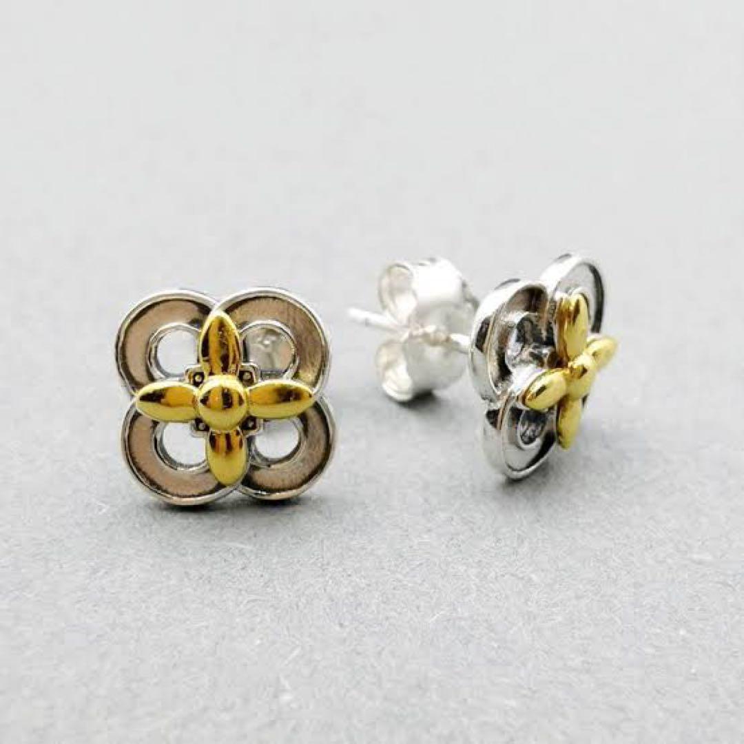 ✓ 未使用 PANDORA パンドラ S925/G585 ツートンフラワーピアス ✓ 未使用 PANDORA パンドラ S925/G585 ツートンフラワーピアス