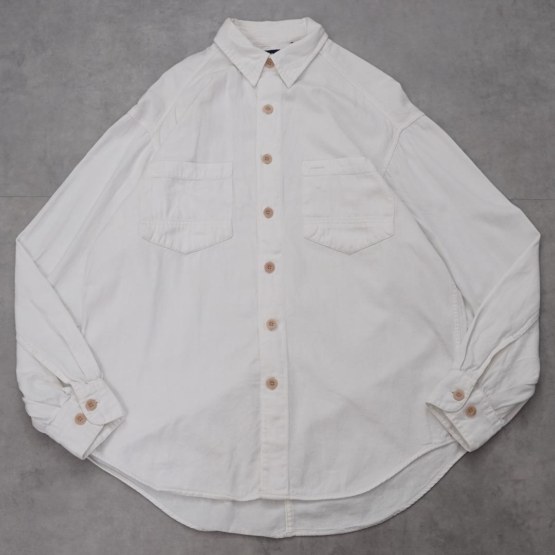 GAP ギャップ デニムシャツ 無地 ポケット 古着 90s M 白 14152