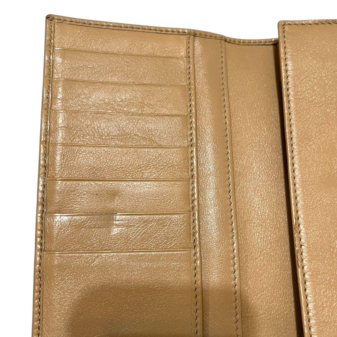 美品 GUCCI グッチ GGキャンバス 長財布 ベージュ Gロゴ ゴールド金具