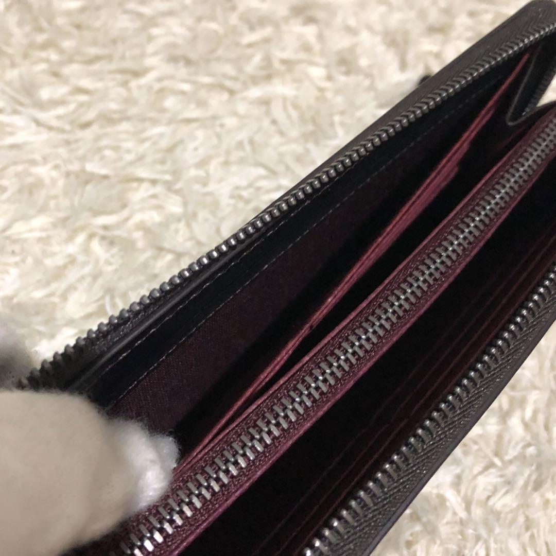 未使用☆ユハク　ブライドルレザー　長財布　ラウンドファスナー　ブラック系　メンズ