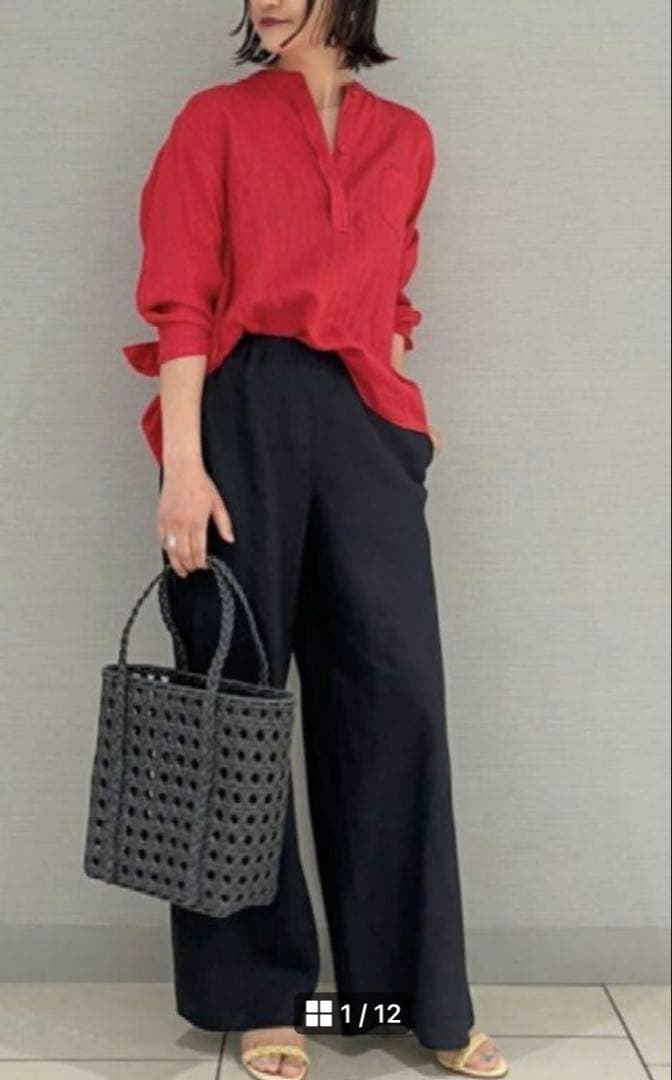 美品⭐︎GALERIE VIE 黒リネンポプリンイージーワイドパンツ36