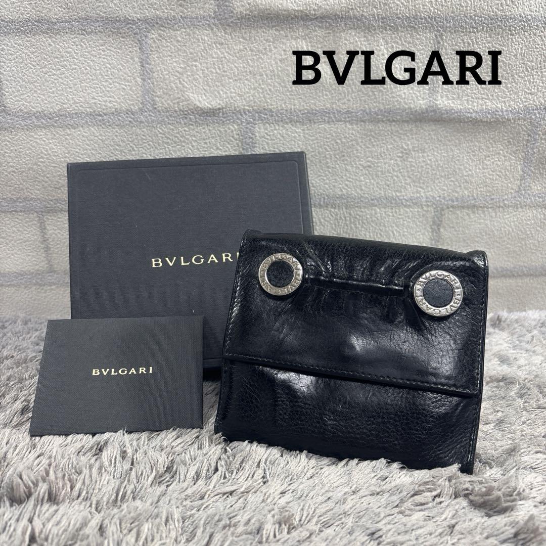 BVLGARI ブルガリ 二つ折り財布 コローレ Wホック ブラック レザー