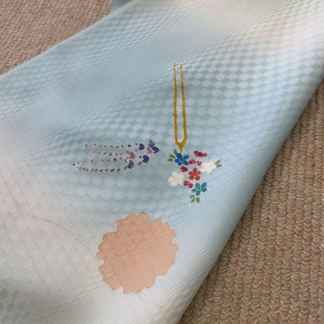 新品 未仕立て 十三参り 七歳お祝い着 付け下げ 丹後ちりめん 手描き友禅 正絹 画像11