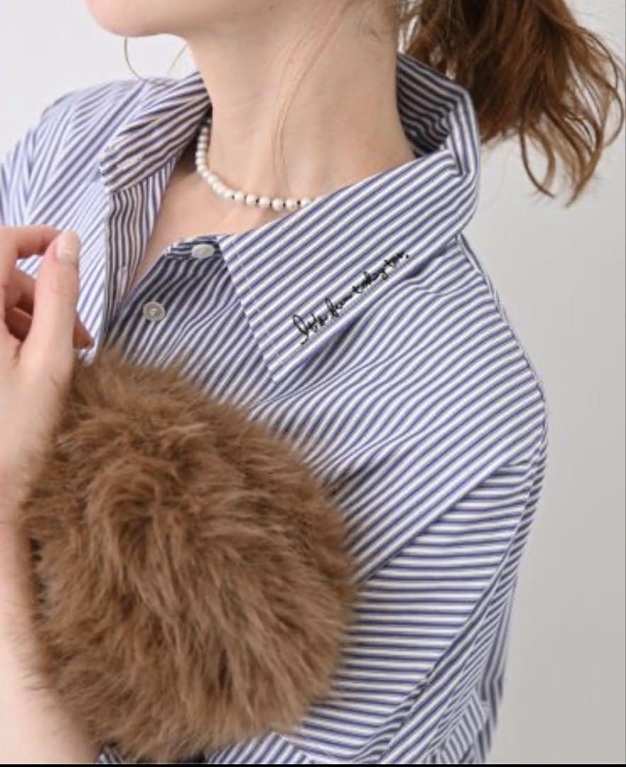【美品2024】 スローブイエナEMBROIDERYシャツ ストライプ F 刺繍