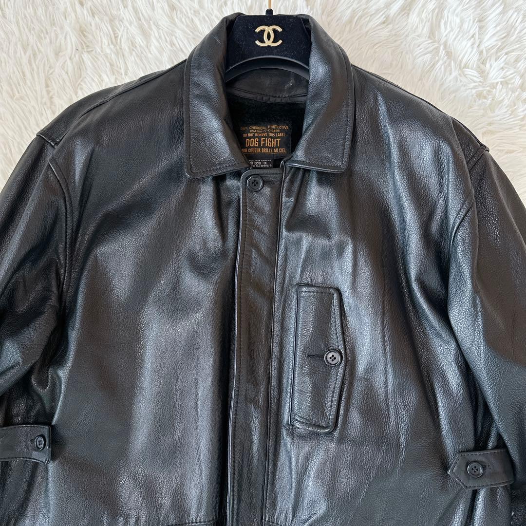 DOG FIGHT ライナー付きレザージャケット 牛革 黒 ドッグファイト L DOG FIGHT ライナー付きレザージャケット 牛革 黒 ドッグファイト L