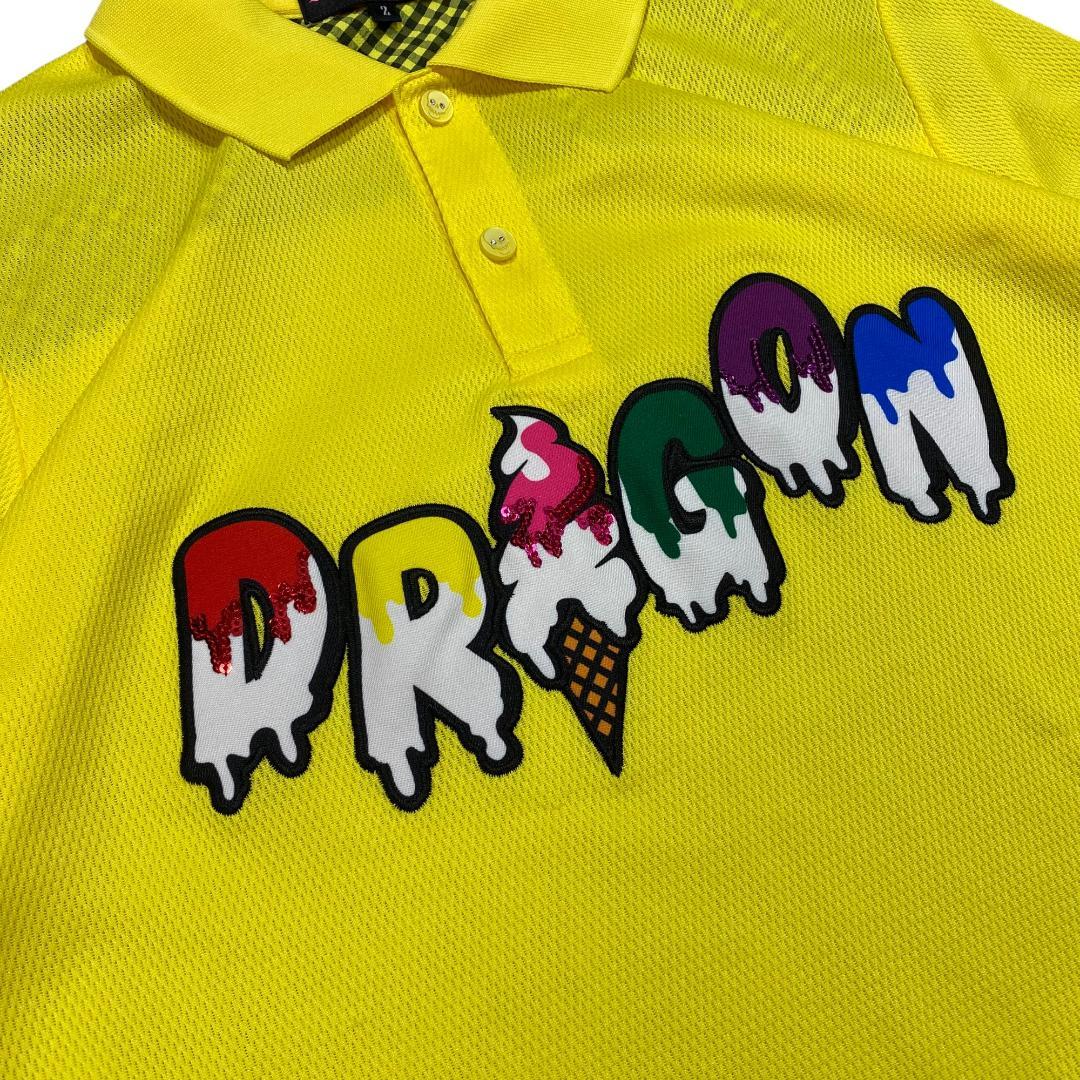 ダンスウィズドラゴン 半袖 ポロシャツ 2 イエロー レディース ゴルフ