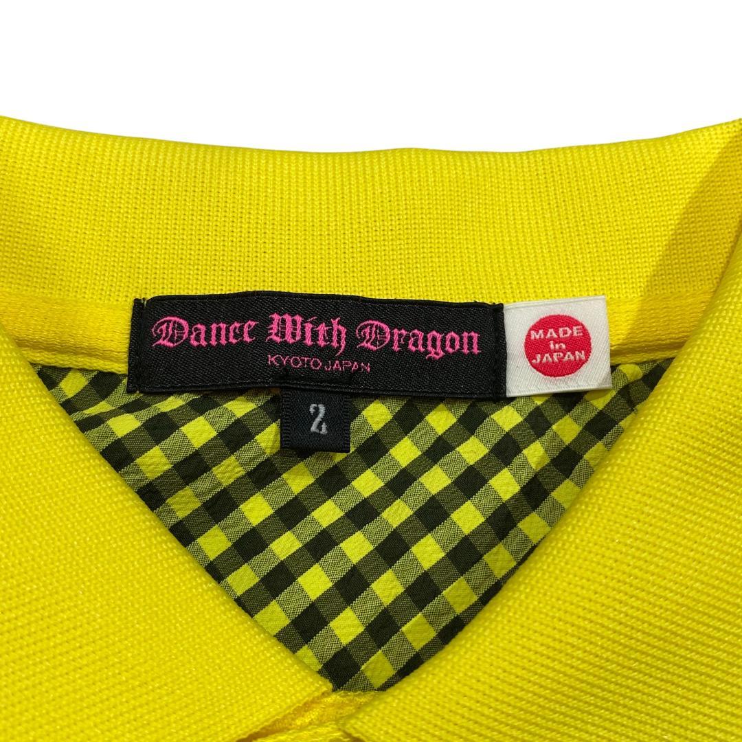ダンスウィズドラゴン 半袖 ポロシャツ 2 イエロー レディース ゴルフ
