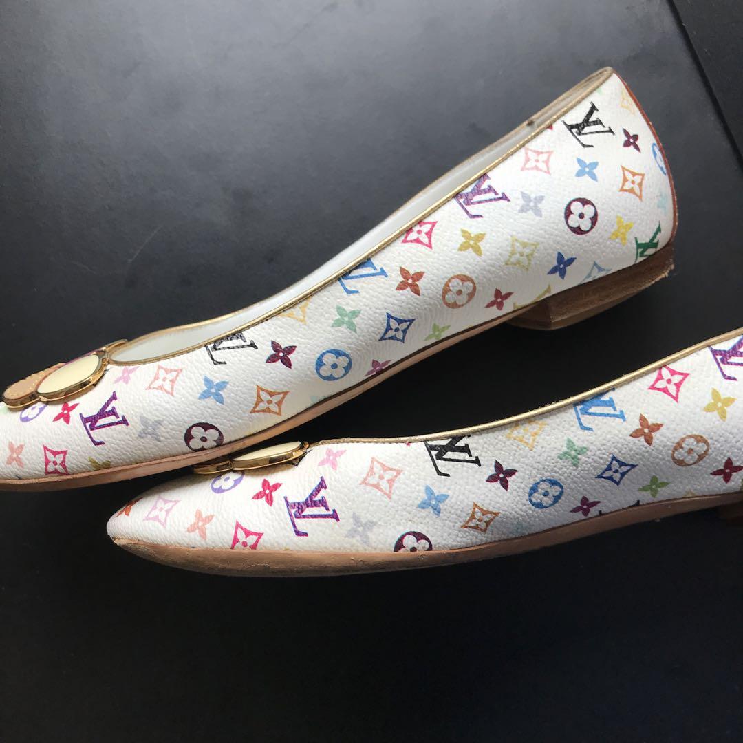 LOUIS VUITTON 美品 マルチカラー バタフライ フラット シューズ