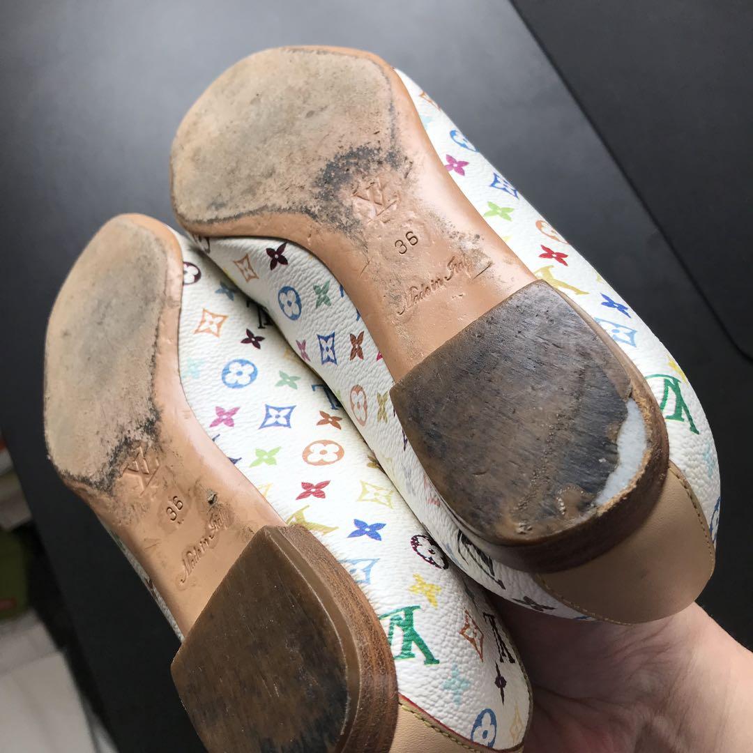 LOUIS VUITTON 美品 マルチカラー バタフライ フラット シューズ
