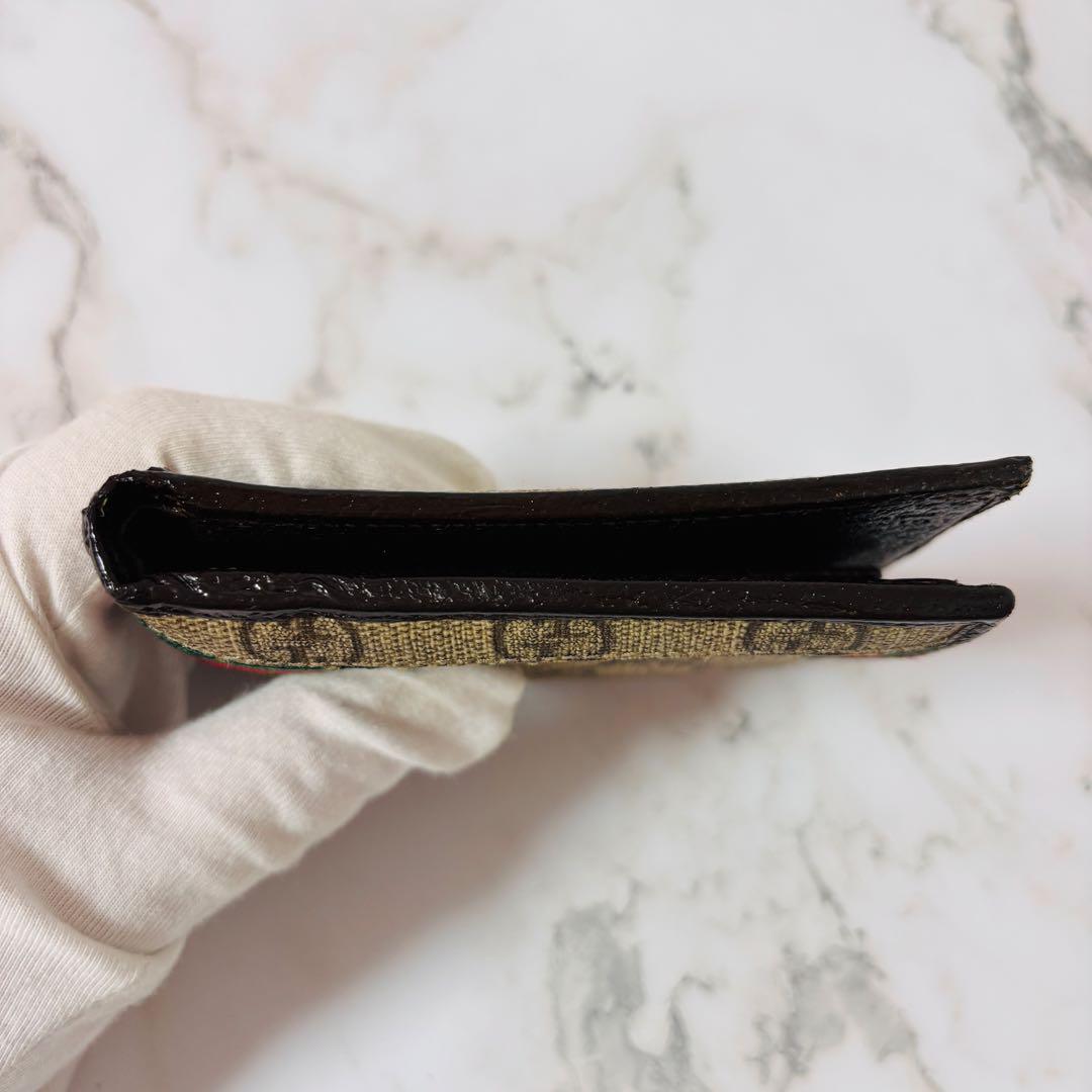 美品◆ GUCCI 二つ折り財布 シェリーライン GG PVC レザー