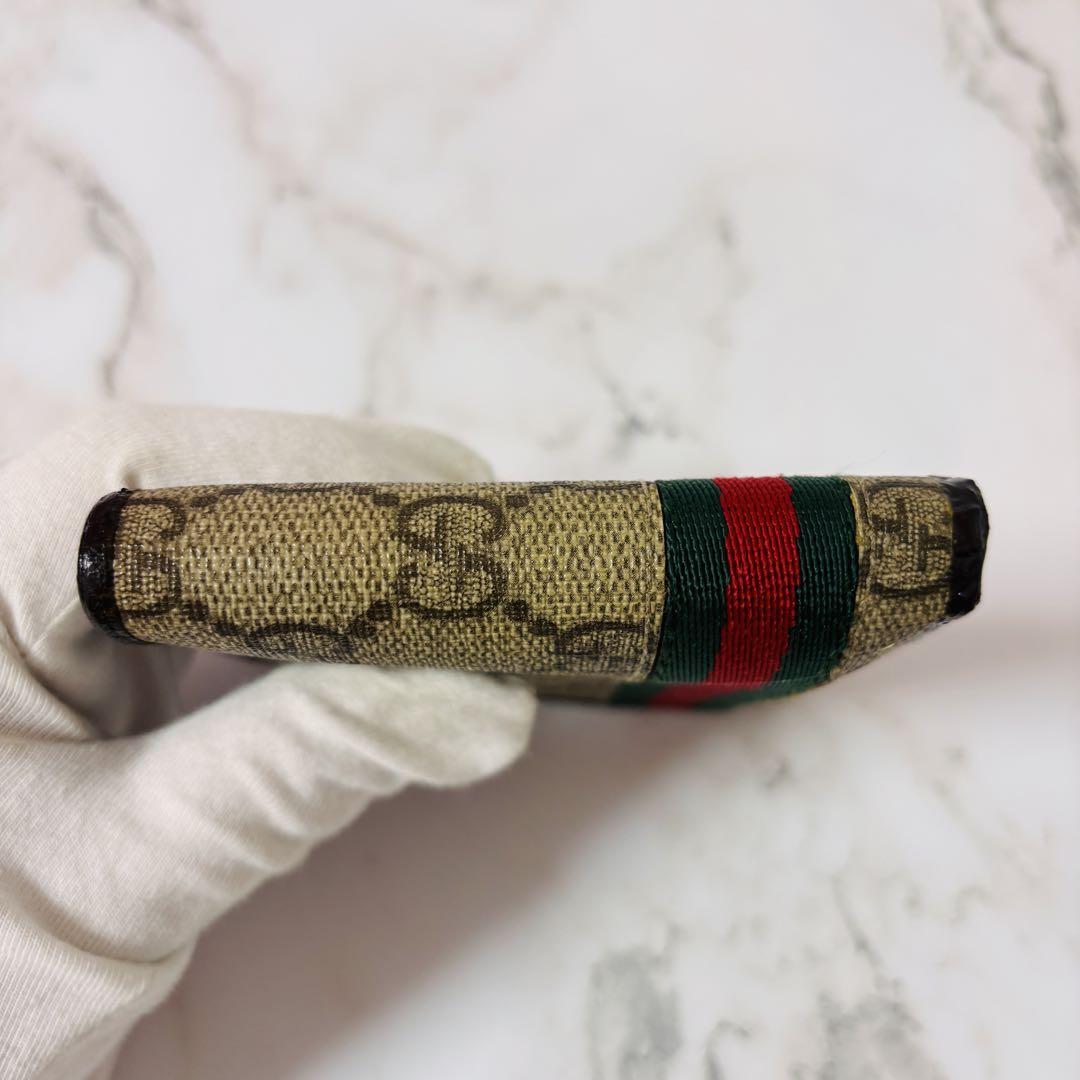 美品◆ GUCCI 二つ折り財布 シェリーライン GG PVC レザー