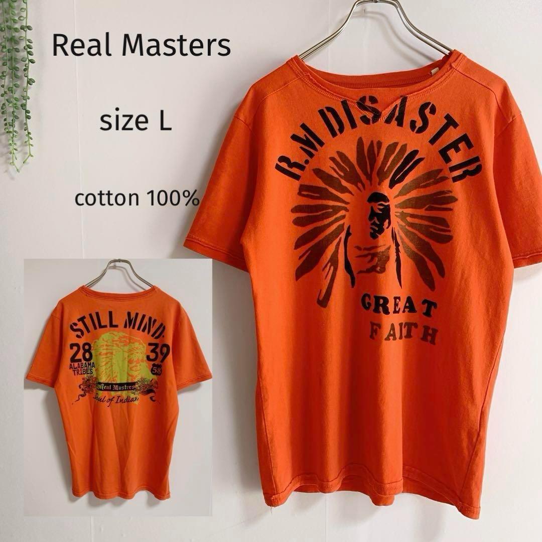 リアルマスターズ【L】ロゴプリントTシャツ 派手柄 コットン