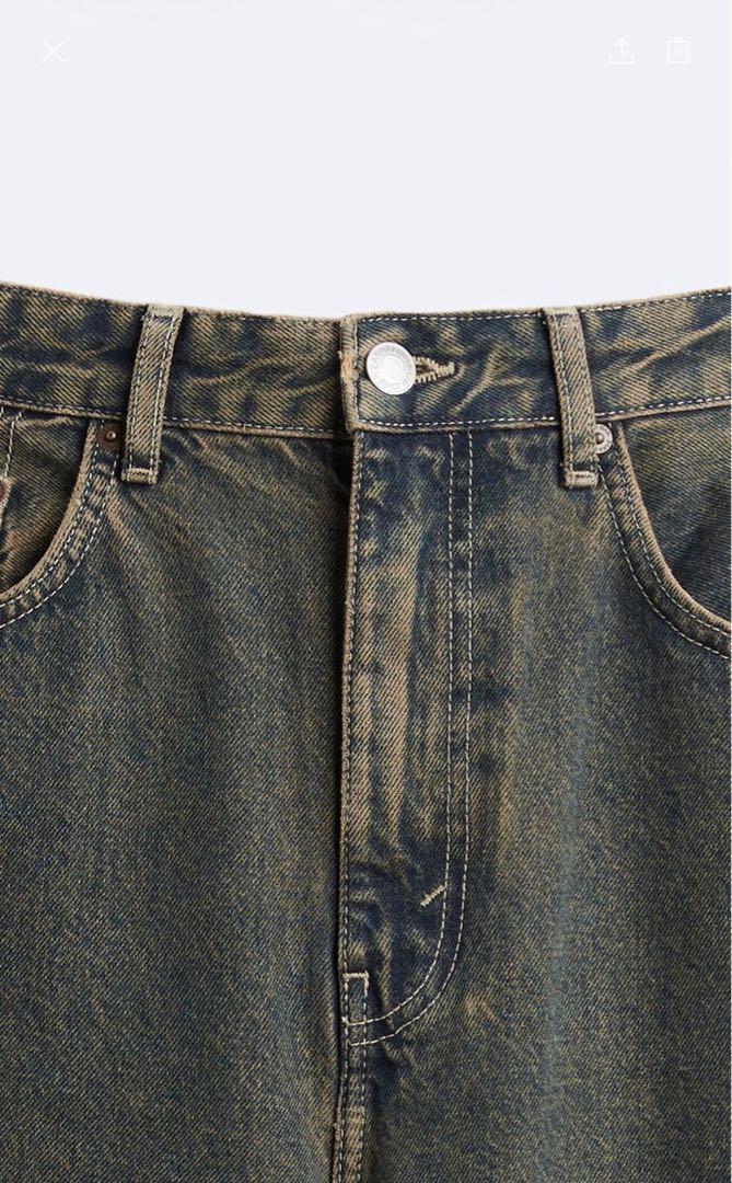 オーバーダイ バギー デニムパンツ ZARA ザラ buggy EU38 38 オーバーダイ バギー デニムパンツ ZARA ザラ buggy EU38 38