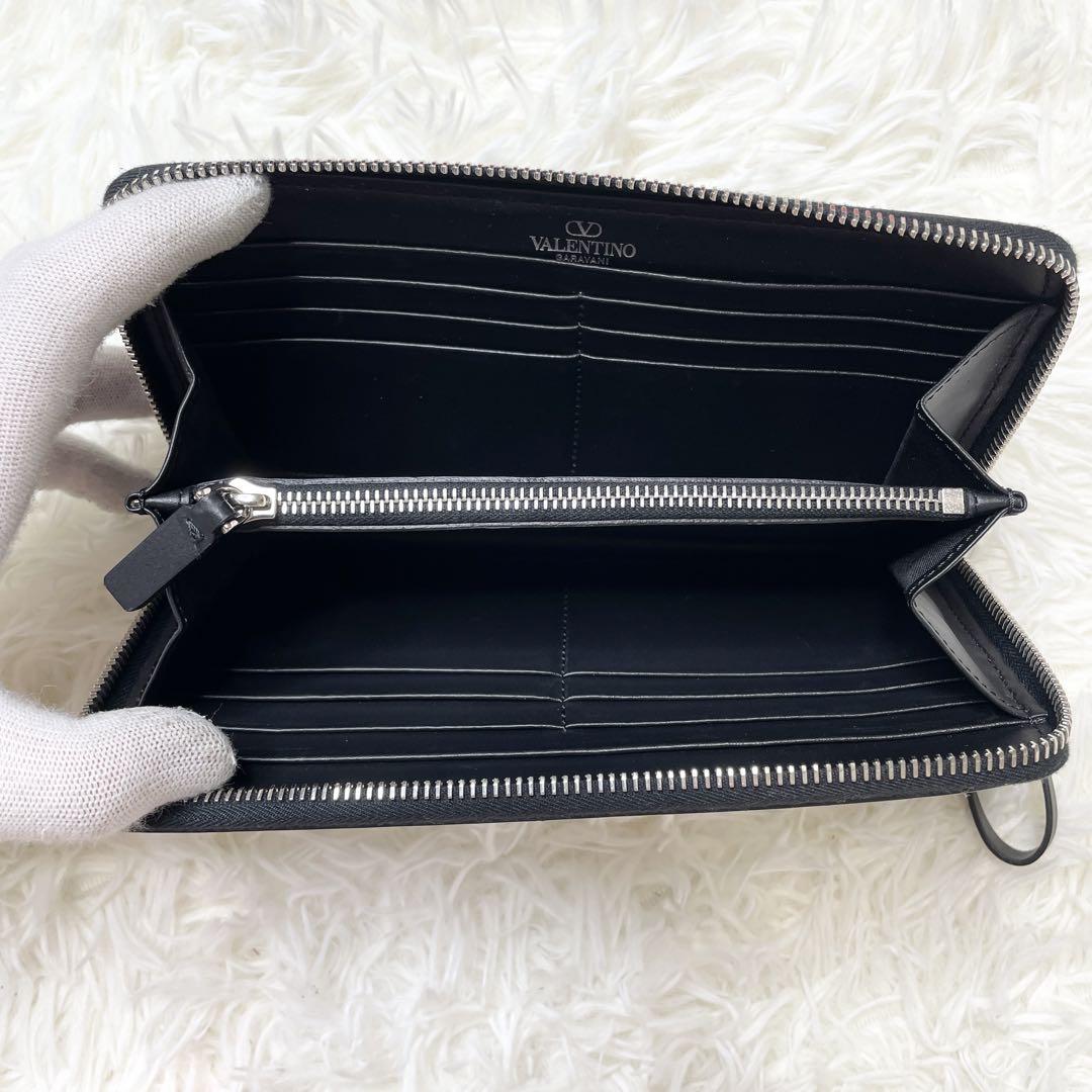 【付属品完備】ヴァレンティノ 財布 VLTN ブラック レザー VALENTINO ヴァレンティノ VLTN 財布 二つ折財布 ﾌﾞﾗｯｸ ｶｰﾌ ロゴ