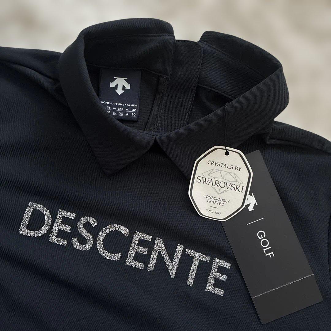 【未使用タグ付】DESCENTEスワロフスキー 半袖 シャツ レディース XS